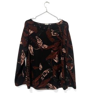 Wilfred | Aritzia Black/Brown Printed Pozzi Long Sleeve Blouse Size Small